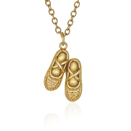 14K Gold Charm Necklace, Dainty 3D Animal Pendant Collection with Bear, Dancer, Bunny, Ballerina Shoe Charms for Dance Recital Gifts Friends Birthday, Anniversary
