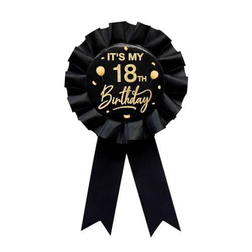 Cadeau anniversaire 18 ans : pin's ruban satiné noir souvenir de fête