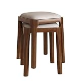 キッチン用朝食スツール 2脚セット 寝室用大人用化粧スツール、 ホームディナーパーティー用stool（レザー張りの座面）、 ヴィンテージ風木製脚のスタッキング凳(Light grey)