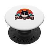 kawaii anime ramen cat retro japanese noodles estetica popsockets popgrip intercambiabile