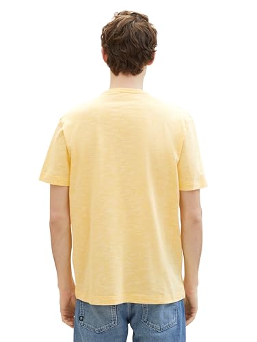 TOM TAILOR Herren Basic T-Shirt mit Logo-Print, sunny yellow finestripe, L – Ansicht 3