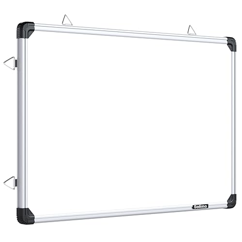 Image of Amazon Brand - Solimo Non-Magnetic Double Sided Whiteboard & Chalkboard | 2x3 Feet (60x90 cm) | Dry Erase Marker & Chalk Writing Board | Home, Office, School, Kids | Aluminium Frame | Pack of 1