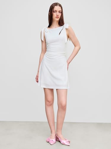 Image of CIDER Mini Dress Bodycon Sexy Square Neck Bowknot Sleeveless High Waist Party Cocktail Elegant Dresses for Women