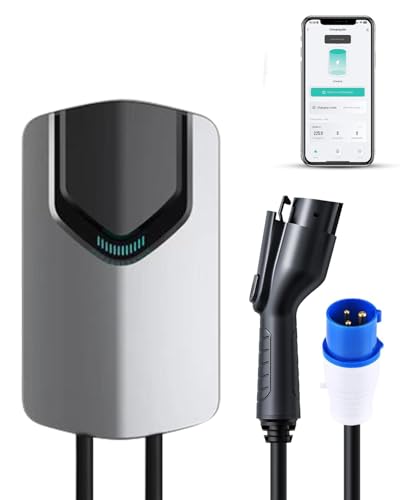 22kw EV Charger, Electric Vehicle Charger, Type 2, Up to 22kw, Three Phase, 8-32A APP/RFID Card Control, 12H Timer, Smart EV Wall Charger, Wall Mount Home Charging Station, 8m Cable All EVs