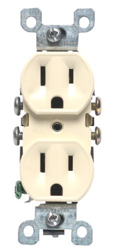 Leviton M25-05320-IMP Ivory Residential Grade Straight Blade Duplex Receptacle 10C