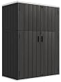 KINYING Outdoor Storage Cabinet Waterproof, 57 Cu.ft Resin Vertical Outdoor Storage Shed for Patio Furniture, Garden Tools, Pool Accessories, Mower Storage (Black)