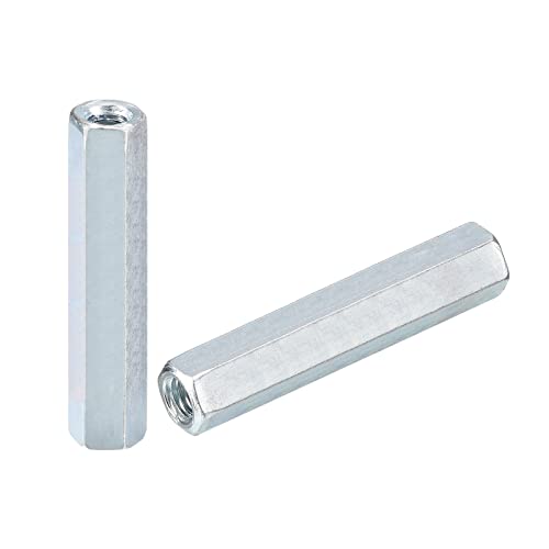 uxcell 6pcs M6x10x50mm Coupling Nuts - Galvanized Carbon Steel Hex Threaded Rod Coupler for Furniture, Electronic, Industrial