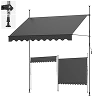 Ezkamfort Klemmmarkise 150 x 120 cm, Markise Balkon Ohne Bohren, mit Handkurbel Alu-Markise UV-Beständig Höhenverstellbar & Wasserabweisend | Sonnenschutz Für Laden, Terrasse & Garten