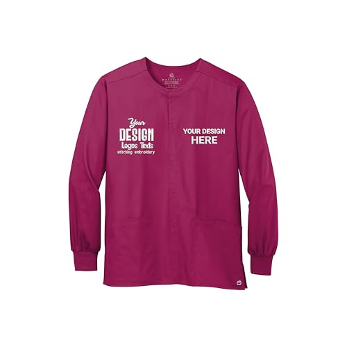 Custom Embroidered Button-Front Scrub Jacket for Men, Personalized Medical Uniform with Logo and Text, Tailored Fit Hospital Jacket with Utility Pockets, Lightweight Coat for Nurses and Technicians4