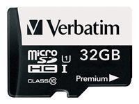 Verbatim Carte mémoire microSDHC Premium 32 Go noire avec adaptateur - pour capture vidéo full HD - résiste à l'eau & aux chocs - carte mémoire SD pour appareil photo smartphone tablette