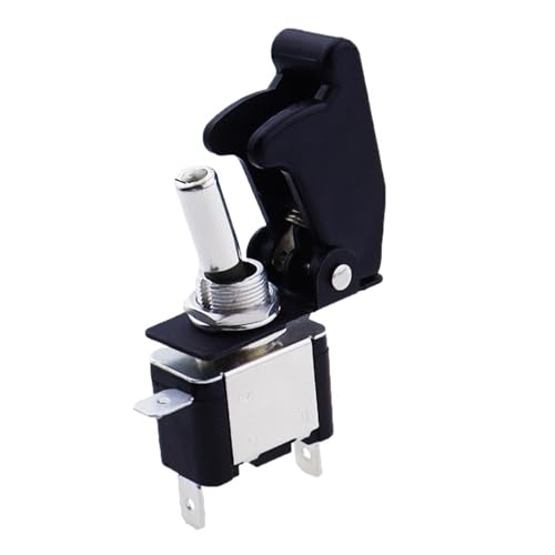 Interrupteur à bascule LED blanc anti-déclenchement accidentel avec capot noir pour voiture