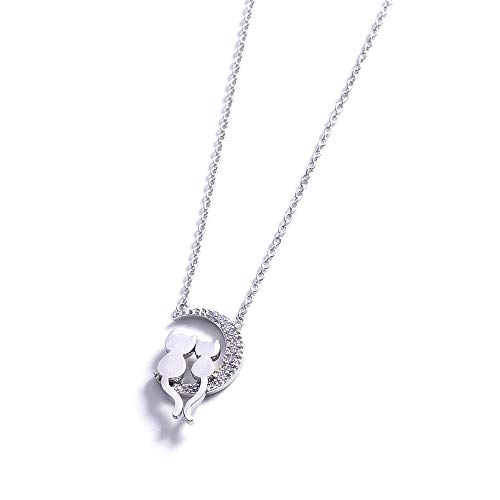 Collier lune chat chaîne courte anti-torsion pour clavicule