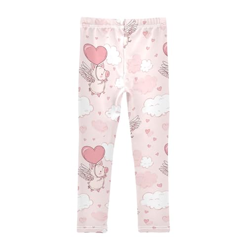 Cute Pig Wings Girls' Leggings Toddler Doodles Heart Kids Yoga Pants Dance Active Tights 4T2