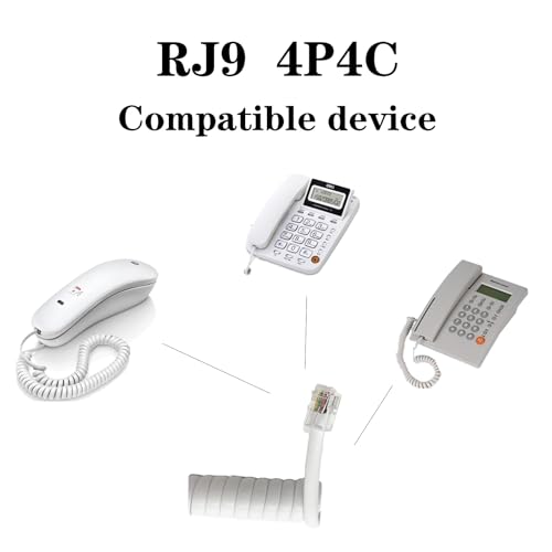 NSGWKZD White Phone Cord, Telephone Cords Detangler for Landline Handset Phone, RJ9 4P4C Cable Coiled, Extend Wire line 6.6 FT - Thumbnail 5
