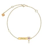 10k/14k/18k Real Gold Custom Name Bracelet Unique Gifts For Women Girls With Flower Birthstone Custo