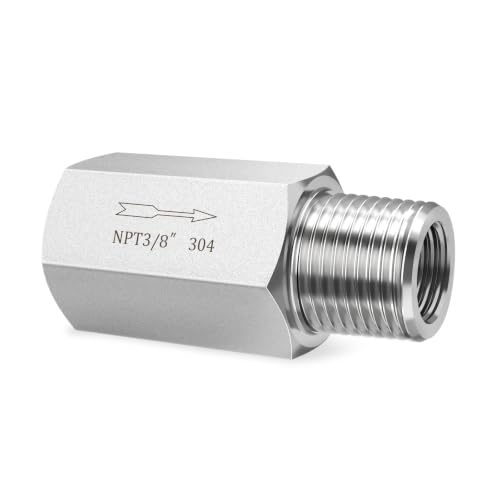ChillWaves 304 Stainless Steel In-Line Siamese Check Valve 3/8" NPT Male x 3/8" NPT Female Thread, One-Way Non-return Check Valve for Backflow Prevention(1-PACK) by ChillWaves - Used condition - US$11.04