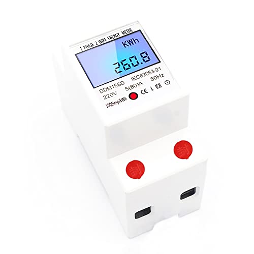 Contador de Kw monofásico VOANZO, medidor de electricidad de carril DIN, medidor de monitoreo de consumo de electricidad doméstico LCD AC220V 5(80) A