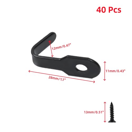 Image of Oedema 40 Pcs Wall Mounted Mini J Hook Heavy Duty Stainless Steel Coat Hook Hanger with Screws for Towel, Coat, Black