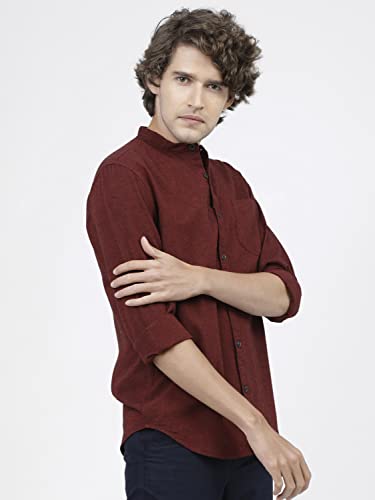 Image of KETCH Men Cotton Slim Fit Solid Full Sleeve Shirt