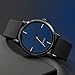 Fashion Simple Women Men Watches Luxury Quartz Silicone Waterproof Unisex Wrist Watches (Black and Blue)