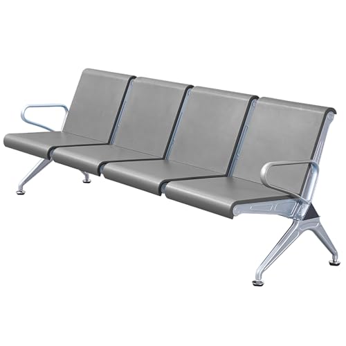 GTHTUHFD 4-Seat Waiting Room Bench With Armrests And Backrests For Reception Areas, Hospitals, Banks, Salons, And Conferences,Grey