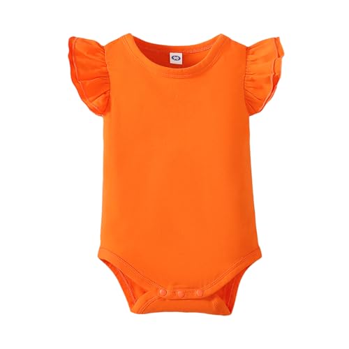 Image of Magic Park 0-24M Infant Girl Romper Baby Girls Solid Color Bodysuit Toddler Ruffle Jumpsuit Shirts Casual Tops Baptism Shirt