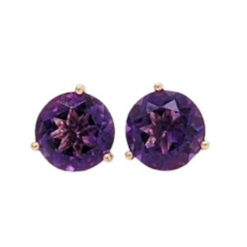 Boucles d'oreilles améthyste naturelle et argent sterling 925 doré haut de gamme