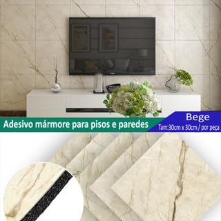 10 PEÇAS - Painel Placa Para Parede E Piso Chão Auto Adesivo 30cm x 60cm Impermeável Mármore Várias