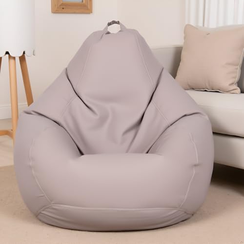 Image of 4XL Premium Leatherette Bean Bag Chair with Beans Filled | High Density Beans Filled | Double Stitched with Side Pocket & Easy Carry Handle | 6 Months Warranty Color- (Beige, 4XL)