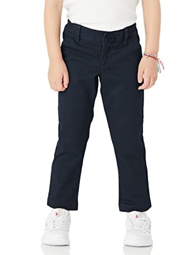 Image of Amazon Essentials Girls and Toddlers' School Uniform Straight Leg Adjustable Waist Flat-Front Chino Pants, Pack of 3