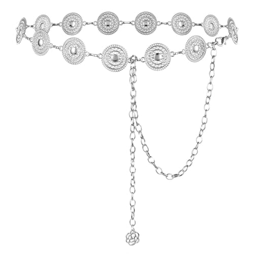 1pc Metal Chain for Women, Western Concho Belt, Bohemian Adjustable Belt for Dresses, Jeans, Cowgirl2