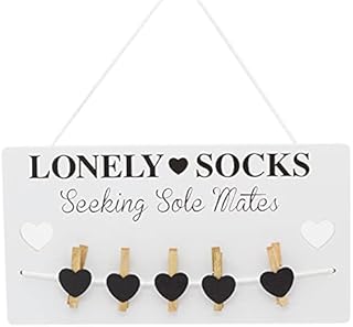 Carousel Home and Gifts Humorous Lonely Socks Wooden Sign Plaque With Pegs ~ Lost Sock Organizer