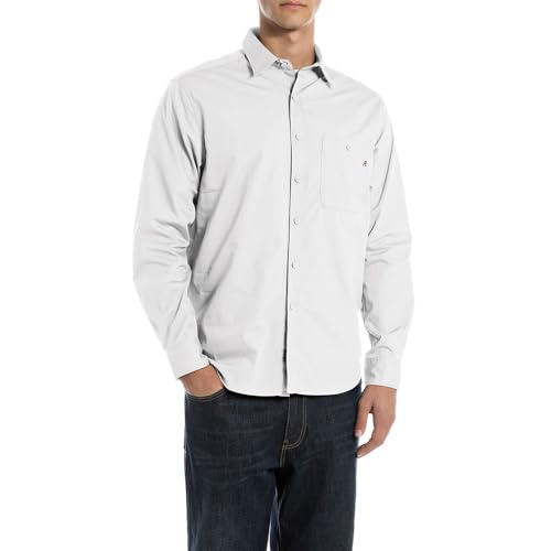 Replay M4144 Camisa, 011 Natural White, M Hombres