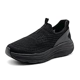 sharllen Slip On Trainers Womens Mens Breathable Mesh Hand-Free Running Shoes Arch Support Lightweight Sports Gym Sneakers Walking Tennis Casual Shoes(All Black 41)