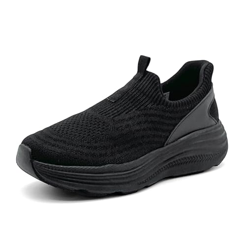 Image of sharllen Slip On Trainers Womens Mens Breathable Mesh Hand-Free Running Shoes Arch Support Lightweight Sports Gym Sneakers Walking Tennis Casual Shoes(All Black 37)