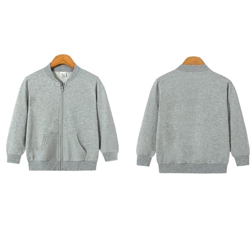 Valcatch Kids Varsity Jacket Solid Color Baseball Jacket with Pockets Boy Girl Long Sleeve Zip up Sweatshirt Coat Outwear3