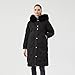 ANYIELIEMO Women's Long Hooded Down Coat with Detachable Faux Fur Thick Winter Puffer Down Jacket (US, Alpha, Large, Regular, Regular, Black)
