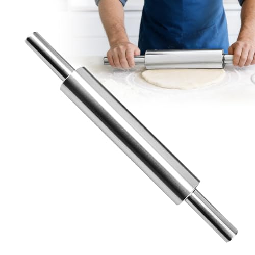 Rouleau à pâtisserie en acier inoxydable de 43 cm - Rouleau à pâtisserie rotatif - Accessoire de cuisson pour pizza, pâte, cookies, pâtisseries, fondant,...