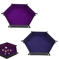 2 Stück Würfelunterlage,Würfelmatte,Würfelbrett,Würfelteller,Würfelschale,Dice Tray,Faltendes Würfeltablett,Hexagon Leder Würfelteller Für Dungeons Und Dragons RPG DND Usw(Lila - Blau)