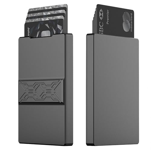 Men's Wallet Credit card Case, Front pocket Minimalist wallet, Push-Out with decompression sound，Slim Fidget Wallet - 6 Credit Cards Holder, Relief Gift for the Fidgety Person. (Black)