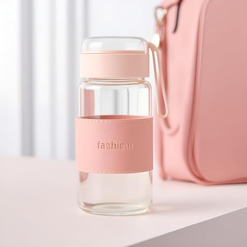 Image of Mini Glass Water Bottle 340ML, Leak-Proof Double-Walled Travel Bottle | Small Water Bottle for School, Office, Coffee & Picnic (Multicolour, 1 Piece)