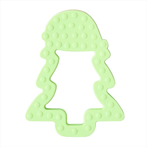 Image of Jimibaby Silicone Christmas Teether, The First Christmas Holiday Teething Toy for Baby Boys and Girls, Ideal Christmas Stocking Stuffer, Comes with Gift Package (Christmas Hat) (Matcha)