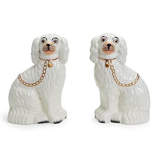 Two's Company Set of 2 Staffordshire Dog Statues (Left Facing,
