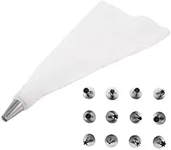 SACO DECORADOR CONFEITEIRO COM 12 BICOS INOX PARA BOLOS E CUP CAKE