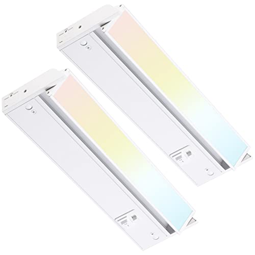 Torchstar Rotatable Led Under Cabinet Lighting 3Cct, 12 Inch 8W Cri90, Hardwired & Plug-In, 90° Swivel & Dimmable & Linkable, 3000K/4000K/5000K, 120V 600Lm, Etl, White Aluminum Housing, Pack Of 2 #TOP21