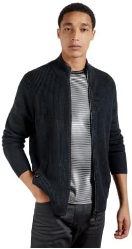 Ted Baker London Mens Soft Funnel Neck Sweater Jacket Full Zip Size 3 Navy Blue