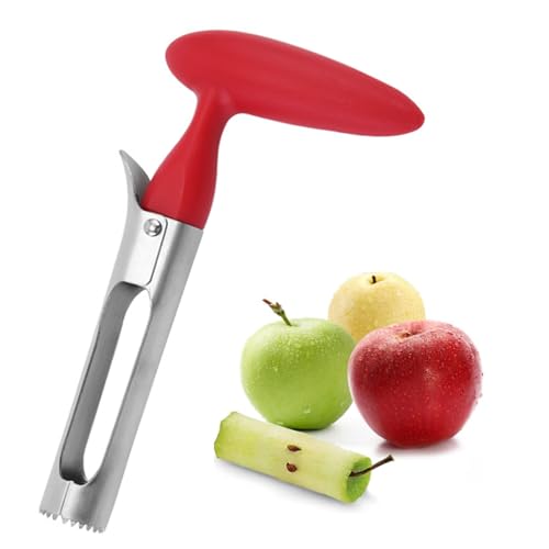 Xiciki Vide Pomme en Acier Inoxydable, Lame Dentelée Poignée ABS, Cuisine à Domicile, Rouge