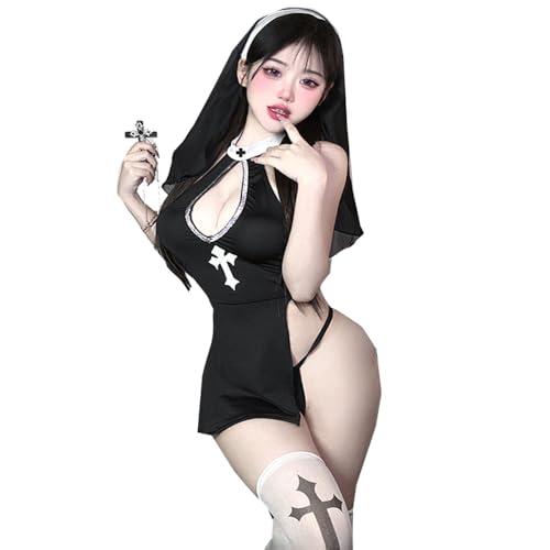 Costume d'Halloween avec bas pour femme cherchant un look gothique sensuel