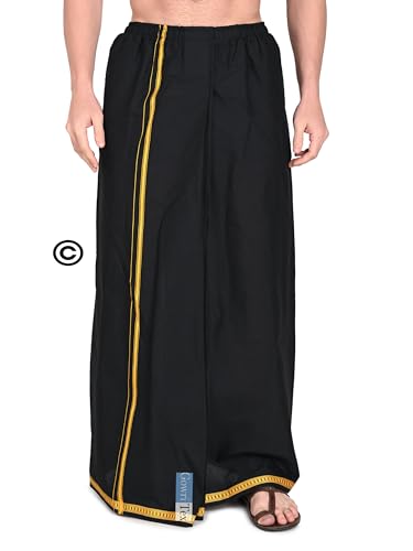 Image of Gowri Tex Black Elastic Dhoti Wth Dual Packet Pack of 1