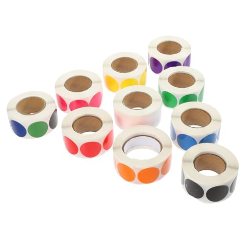 Autocollants ronds Mipcase en 10 rouleaux de gommettes multicolores à haute adhérence